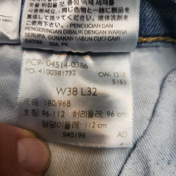 Levis 514 Jeans Mens 38x30 Blue Straight Leg Distressed Stretch Denim - Picture 4 of 11